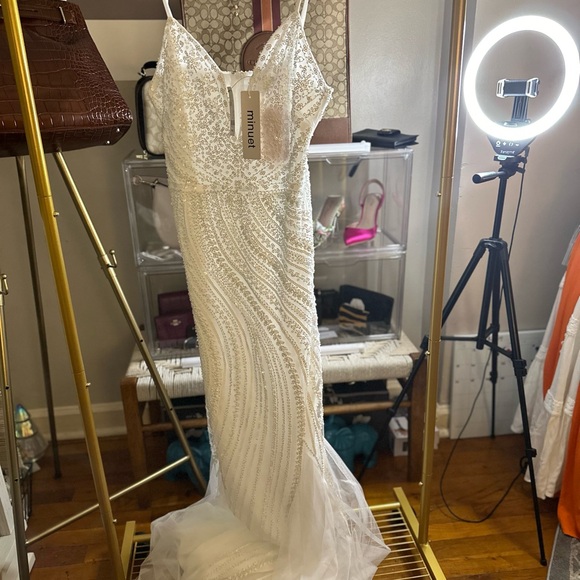 Minuet X New York & Company | Sleeveless Sequin Tulle Gown Bridal Wedding - Picture 8 of 8